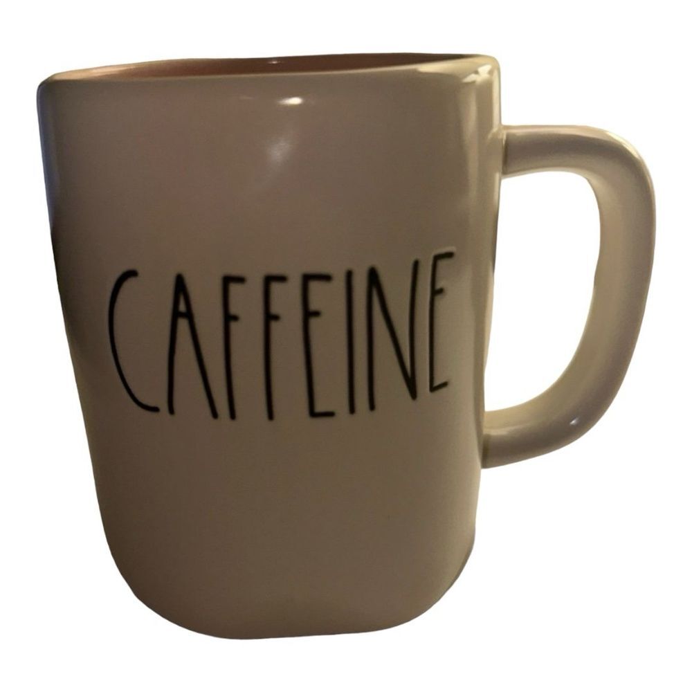Rae Dunn CAFFEINE Coffee Mug Extra Large LL White Farmhouse Style Decor